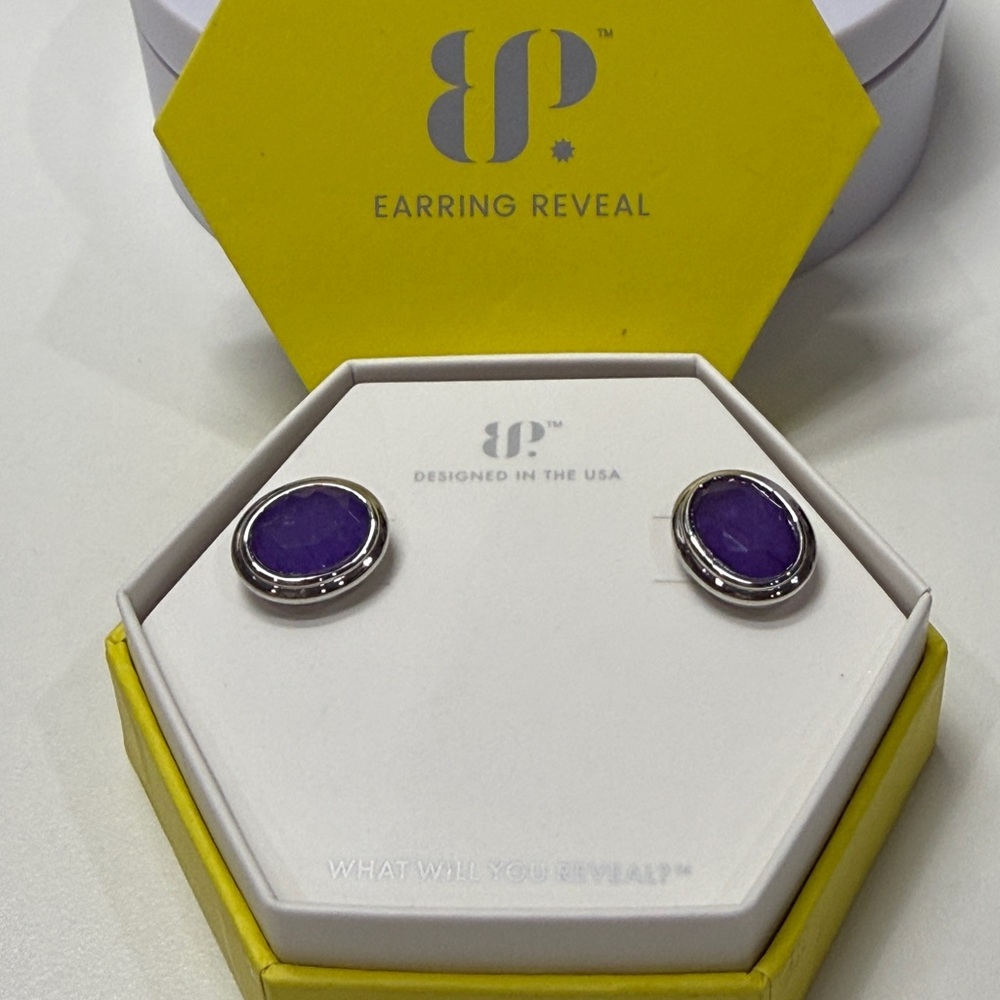 BP Jewelry Rhodium plated Lab created Amethyst with Genuine Quartz Earrings